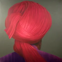 Rød turban, lilla pels